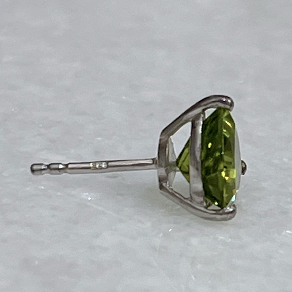 Peridot Sterling Silver Trillion Stud Earrings - Picture 12 of 12